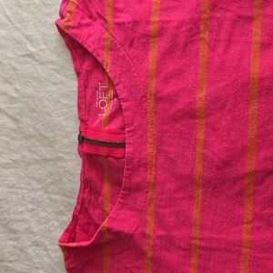 Ann Taylor Loft Pink Brown Striped Shirt Sz Medium